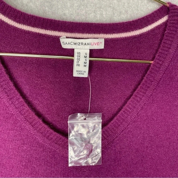 NWOT Isaac Mizrahi Live Purple Cashmere Ruffle Sweater - Picture 4 of 7